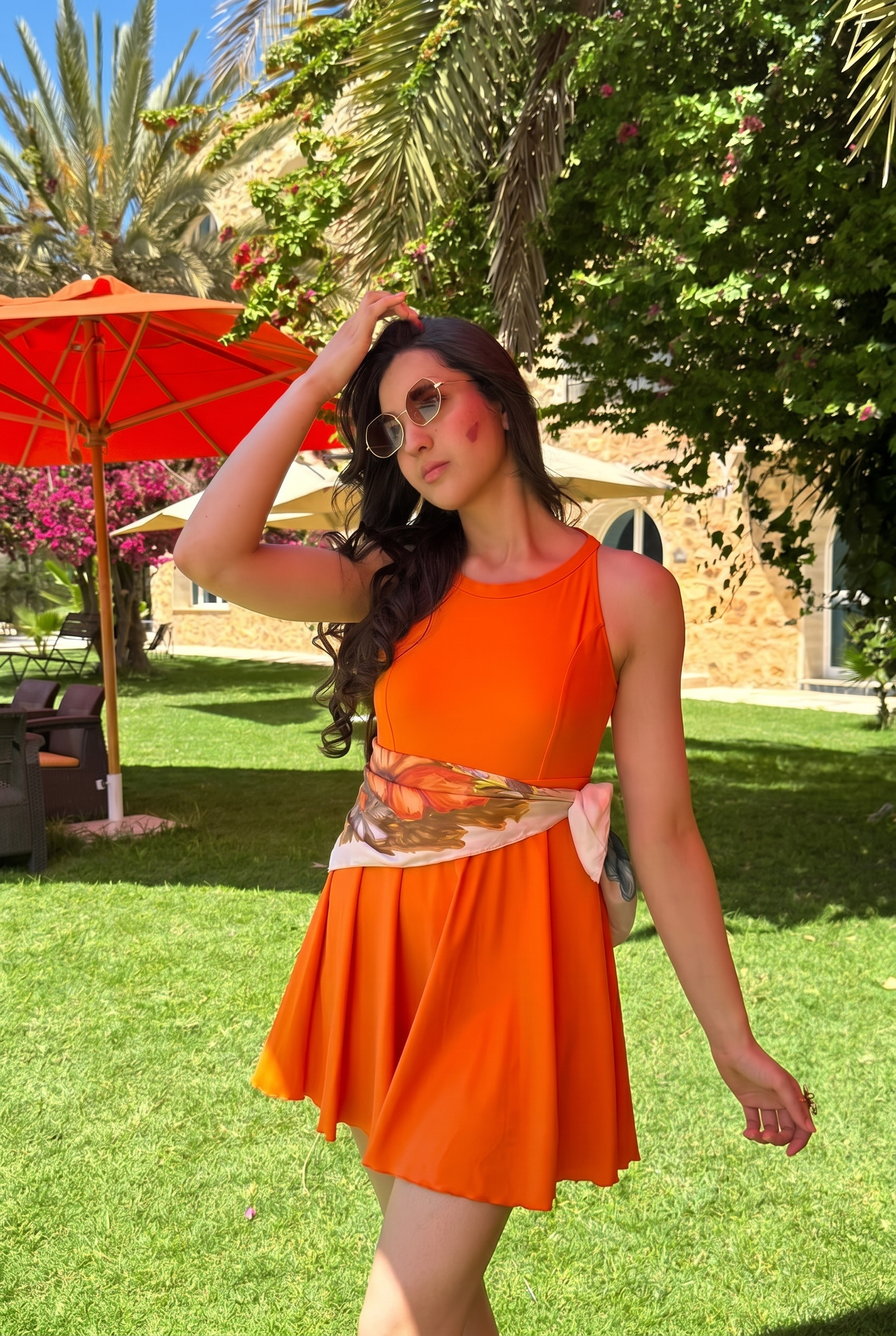 Orange - Aqua Tear Dress