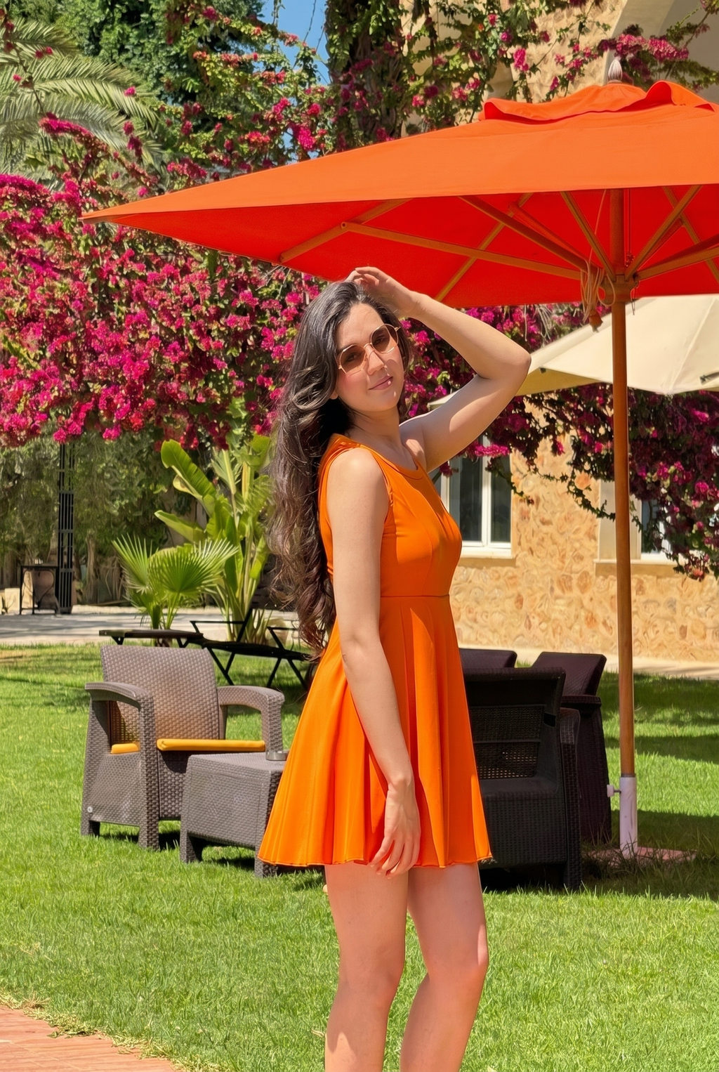 Orange - Aqua Tear Dress